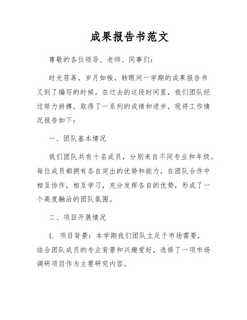 成果报告书范文