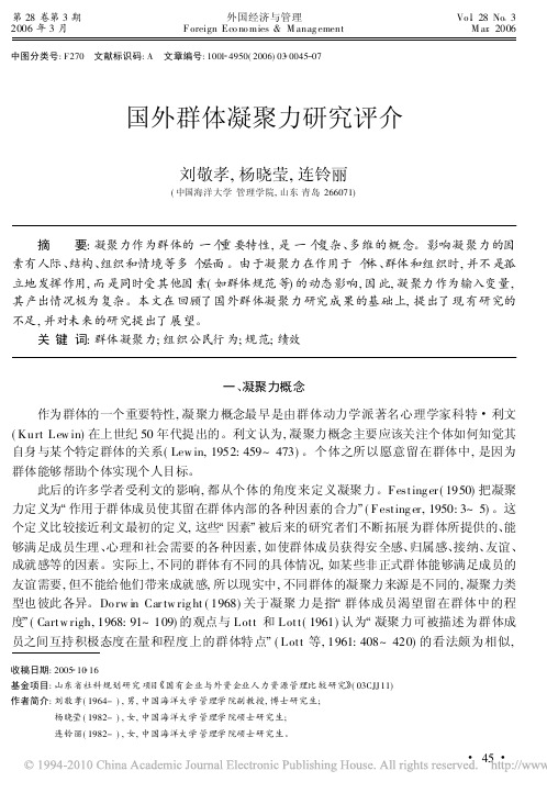 国外群体凝聚力研究评介