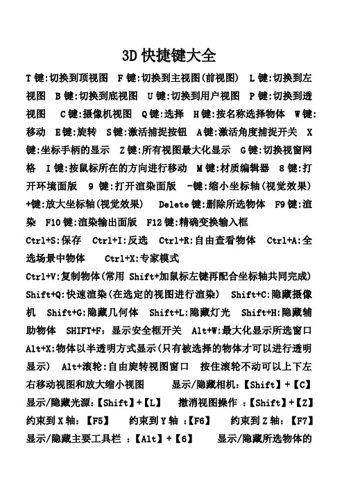 3D快捷键大全