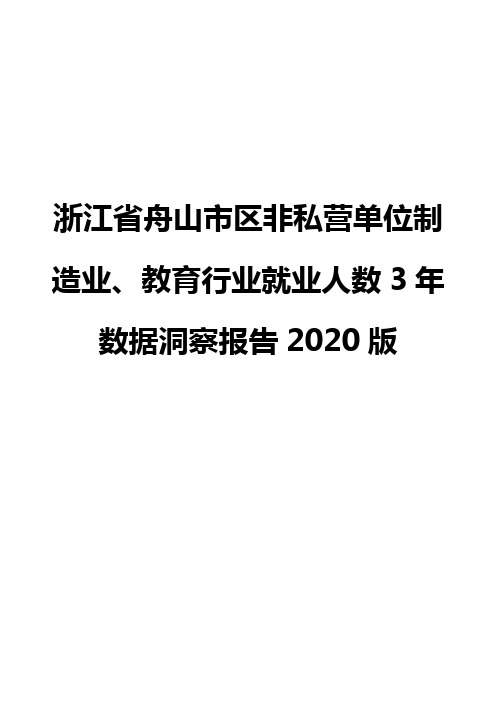 浙江省舟山市区非私营单位制造业、教育行业就业人数3年数据洞察报告2020版