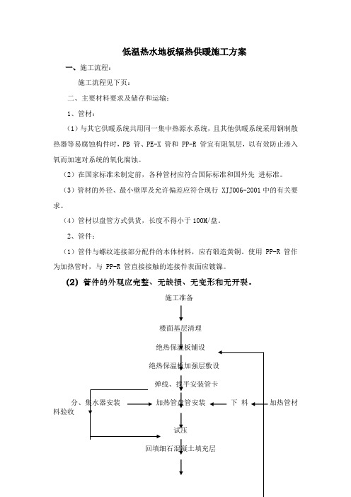 低温热水地板辐热供暖施工方案