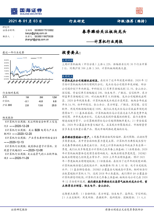 计算机行业周报：春季躁动关注板块龙头