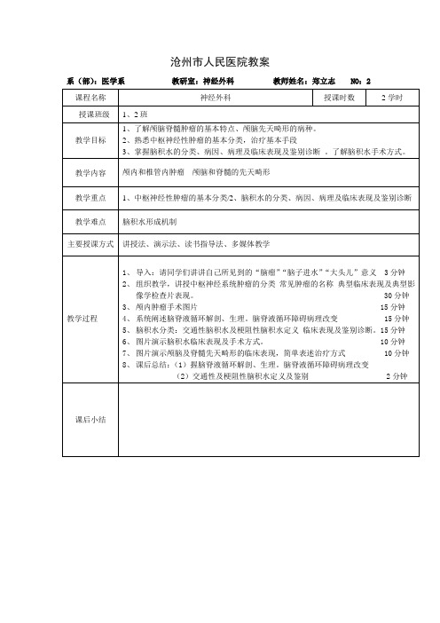 颅脑肿瘤及先天畸形教案首页