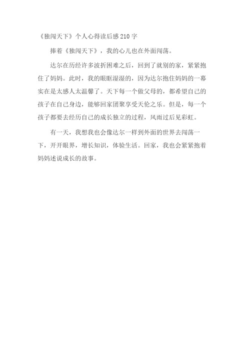《独闯天下》个人心得读后感210字
