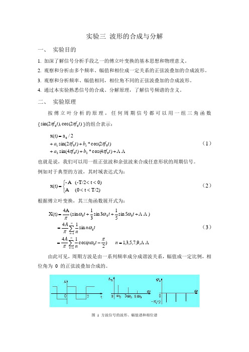 实验三 波形的合成与分解