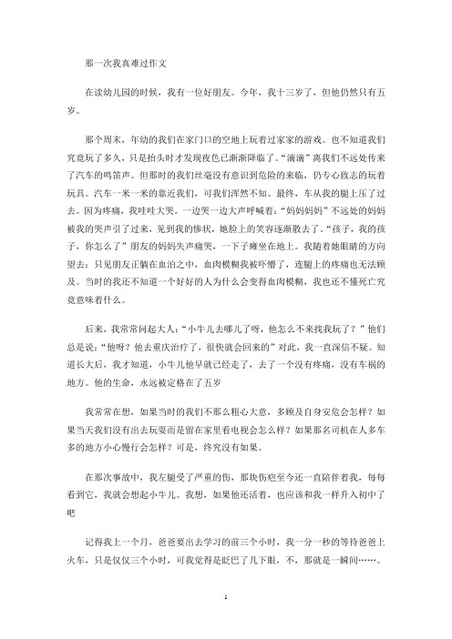 那一次我真难过作文(最新)