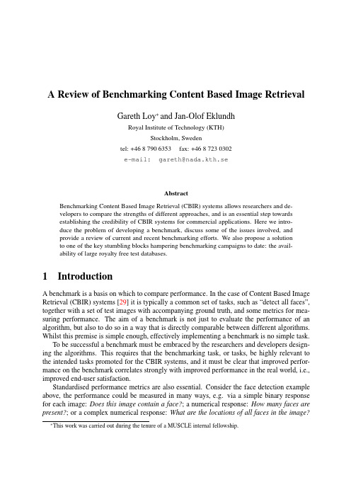 A Review of Benchmarking Content Based Image Retrieval
