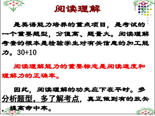 高考英语专题复习阅读理解技巧PPT课件