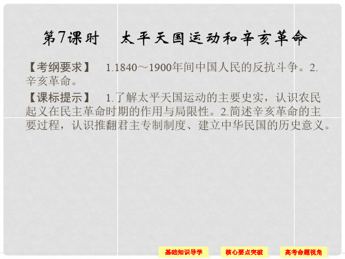 高考历史总复习 第三单元 内忧外患与中华民族的奋起 第7课时 太平天国运动和辛亥革命课件 岳麓版必修1
