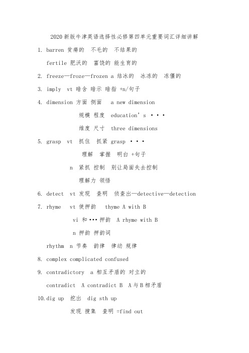 Unit 4 重要词汇详细讲解 2020-2021学年牛津高中英语选择性必修第一册