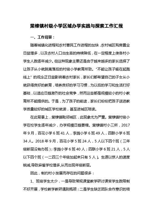 棠棣镇村级小学区域办学实践与探索工作汇报