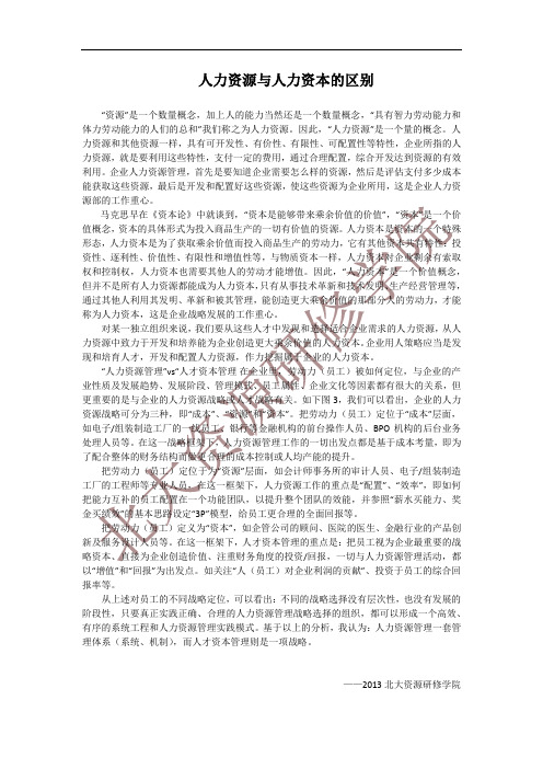 人力资源与人力资本的区别