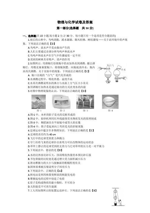 2019 陕西中考 物理