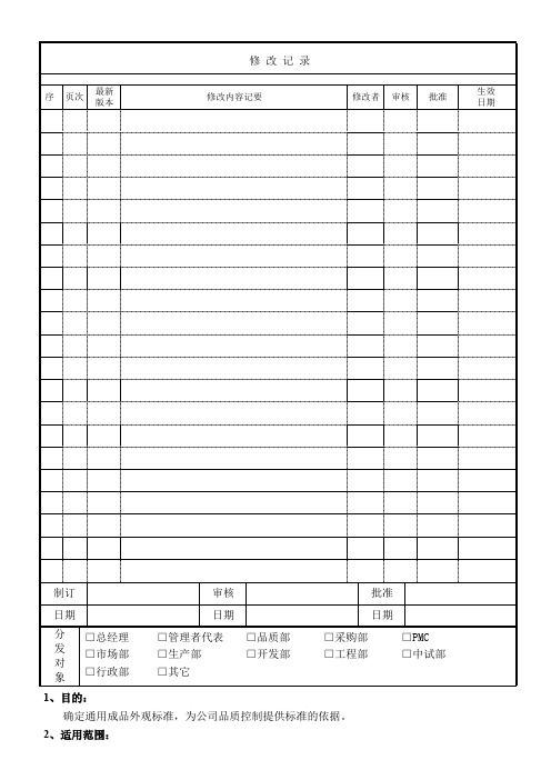 产品外观检验标准(通用)