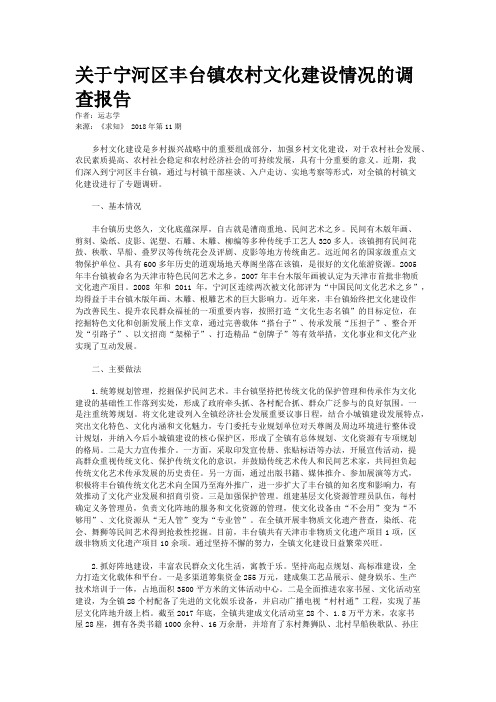 关于宁河区丰台镇农村文化建设情况的调查报告