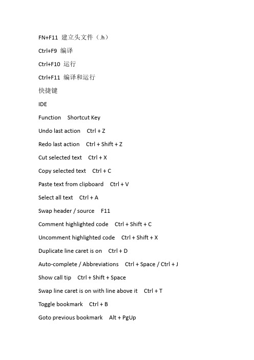 codeblocks全部快捷键