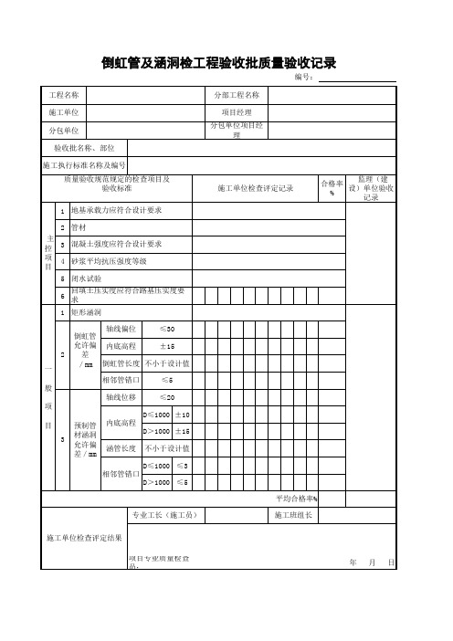 倒虹管涵洞检验批