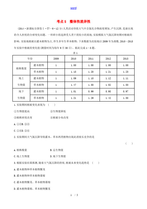 2018版高考地理总复习 考点5 整体性差异性(含2014高考真题)