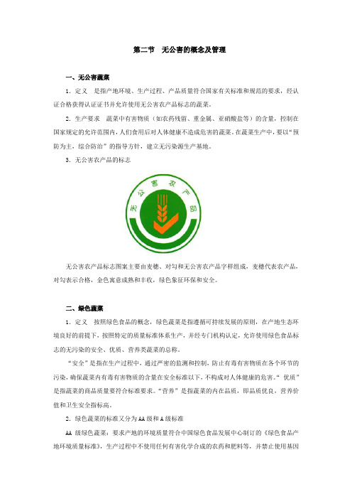 无公害的概念及管理