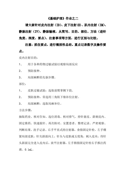 各种注射法的要点概括