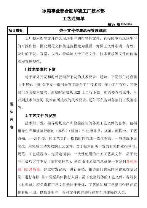 关于文件传递流程管理规范