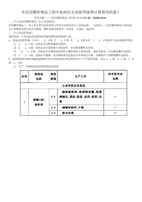 在民用爆炸物品工程中如何区分危险等级和计算使用药量(gb50089-2018)