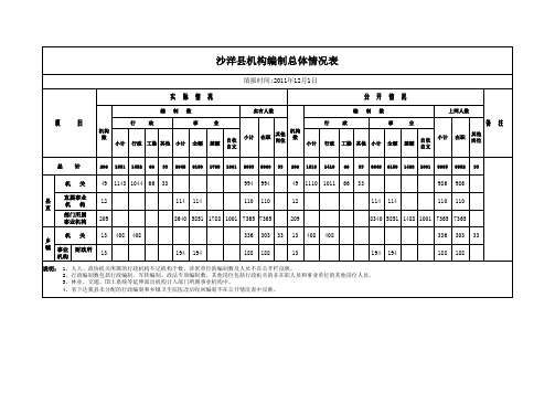 机构编制总体情况表样