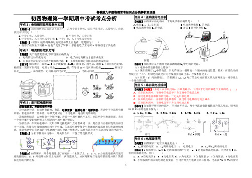 13鲁教版九年级物理常考知识点分类解析及训练第一学期期中考试考点分析