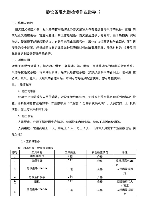 青岛炼化静设备阻火器检修作业指导书.doc
