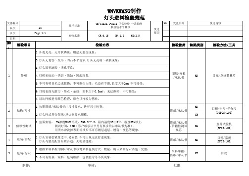 灯头进料检验规范