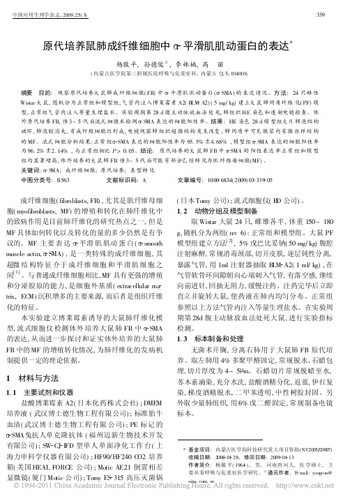 原代培养鼠肺成纤维细胞中_平滑肌肌动蛋白的表达