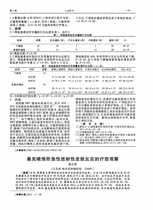奥克喷预防急性放射性皮肤反应的疗效观察