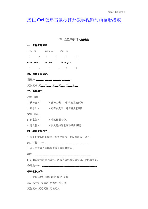 统编语文六年级上册24_金色的脚印习题精选