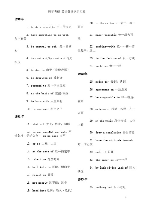 历年考研英语翻译词组汇总(免费下载)