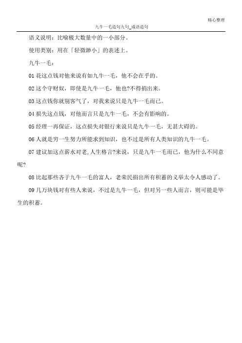 九牛一毛造句九句_成语造句