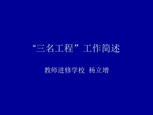 三名工程工作简述-邢台经济开发区教师发展中心