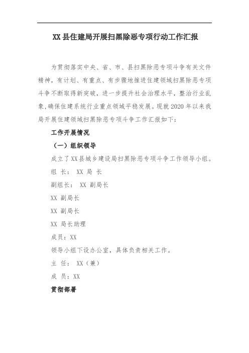 县住建局开展扫黑除恶专项行动工作汇报