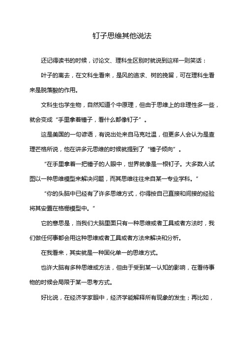 钉子思维其他说法
