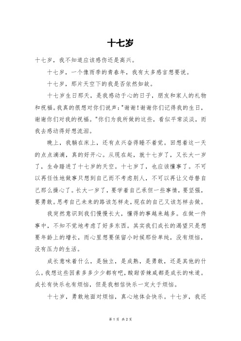 十七岁_高二作文_2