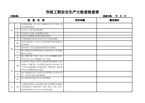 市政工程安全生产大检查用表