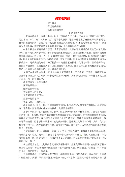 湖北省荆州市沙市六中高中语文 学生同题优秀作文“痛苦也美丽”素材1
