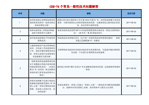 CDE-76个常见一般性技术问题解答