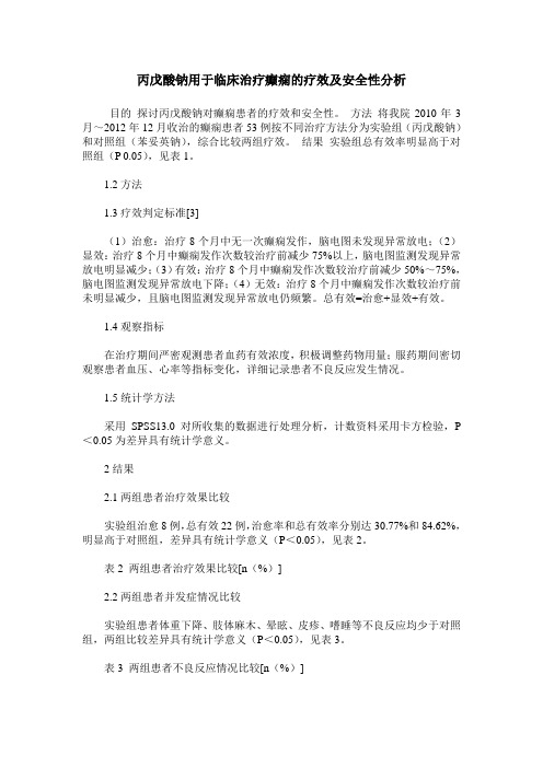 丙戊酸钠用于临床治疗癫痫的疗效及安全性分析