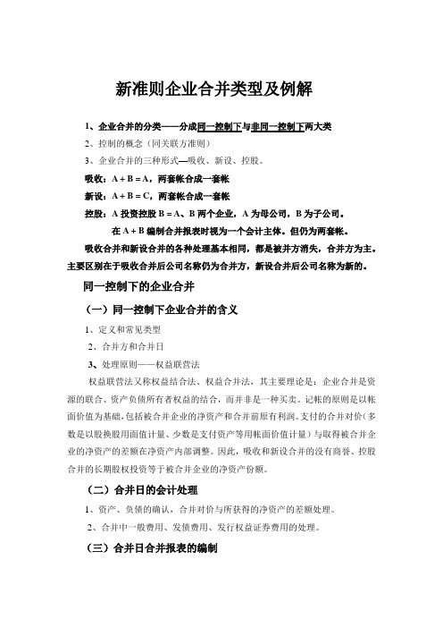 新准则企业合并类型及例解