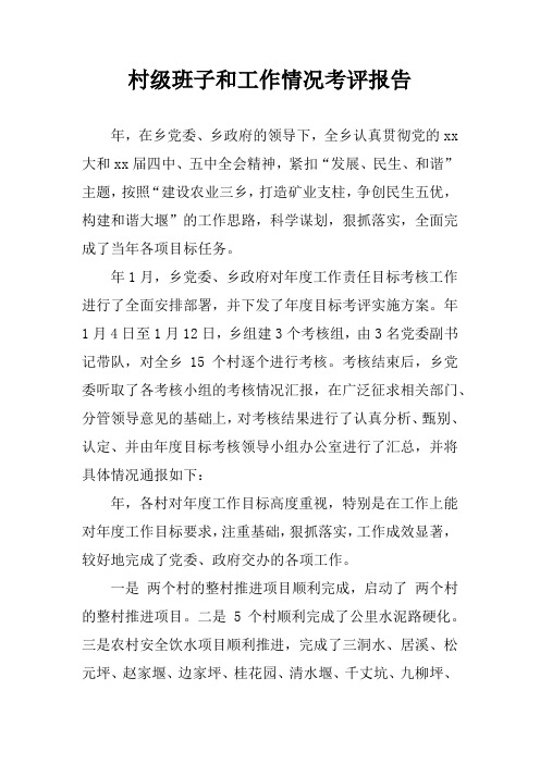 村级班子和工作情况考评报告_1