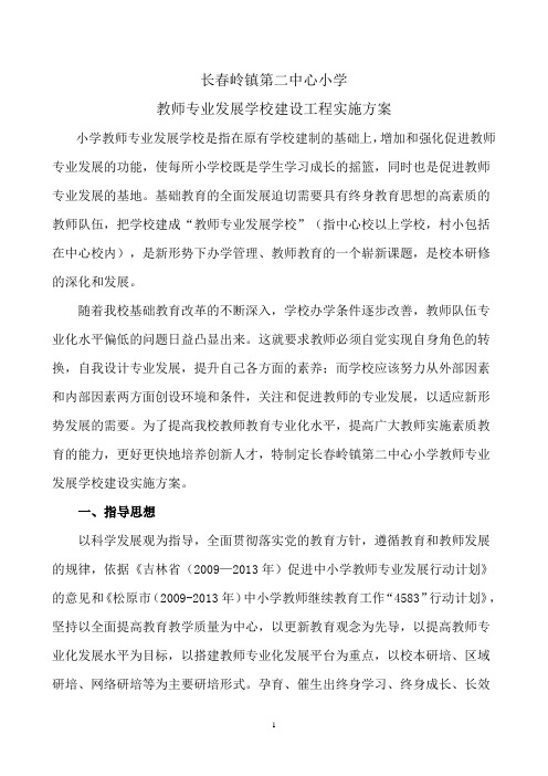 松原市中小学教师专业发展学校建设工程实施方案