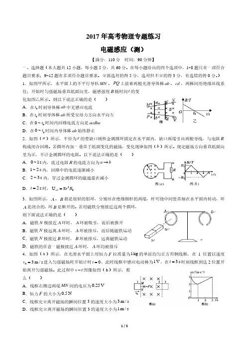2017年高考物理-电磁感应(测)-专题练习