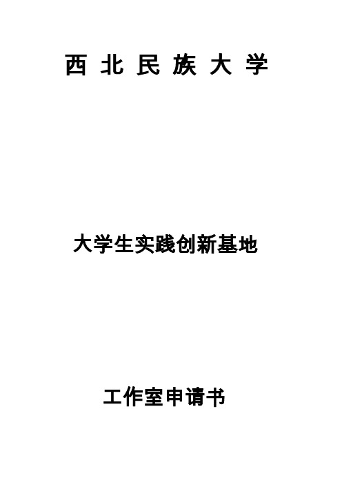 西北民族大学 大学生实践创新基地工作室申请书