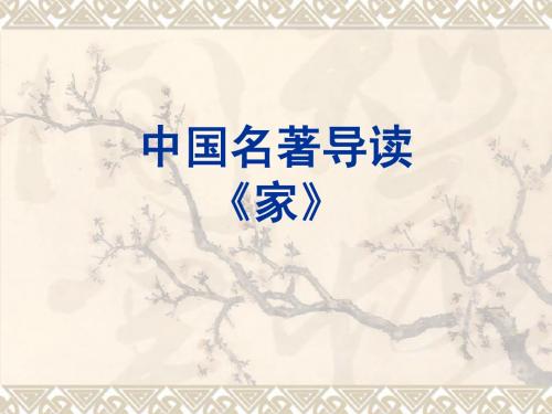 《家》中国名著导读