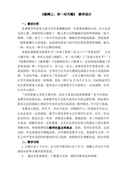 湖滩上有一对美丽的天鹅